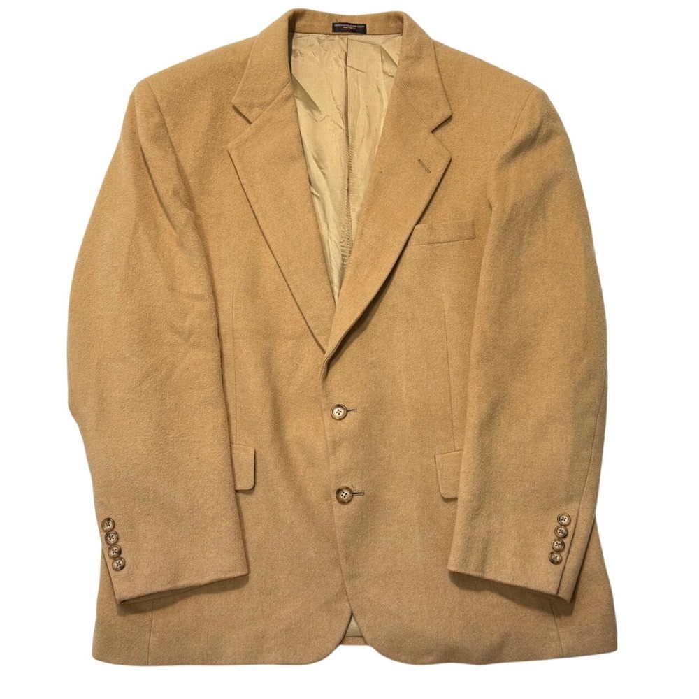 Norm Thompson Mens Camel Wool Blend Blazer Sport Coat Jacket Made in USA - 42R‎